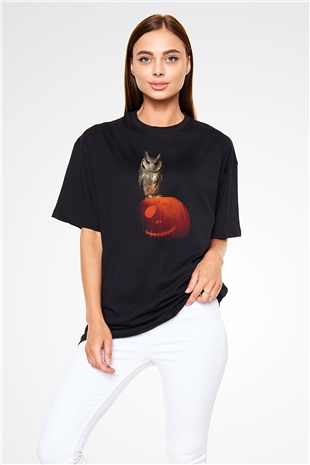 Baykuş Siyah Oversize Tişört Oversize T-shirt - TişörtFabrikası