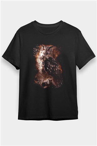 Baykuş Siyah Unisex Tişört T-Shirt - TişörtFabrikası
