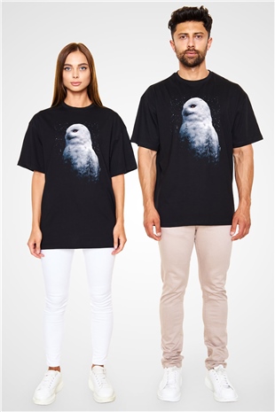 Baykuş Siyah Oversize Tişört Oversize T-shirt - TişörtFabrikası