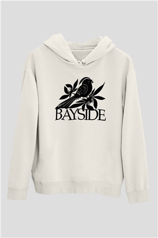 Bayside Beyaz Unisex Kapüşonlu Sweatshirt