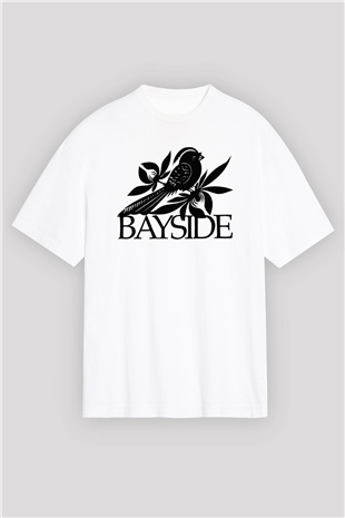 Bayside Beyaz Oversize Tişört Oversize T-shirt - TişörtFabrikası