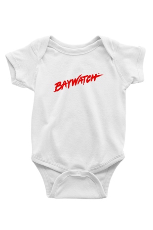Baywatch Baskılı Beyaz Unisex Bebek Body - Zıbın