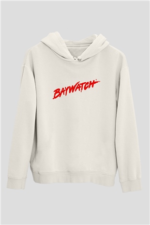 Baywatch Beyaz Unisex Kapşonlu Sweatshirt