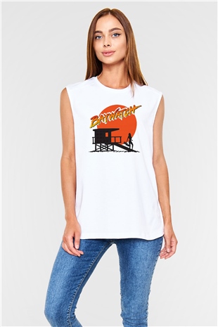 Baywatch Beyaz Unisex Kolsuz Tişört