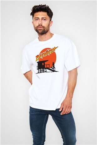 Baywatch Beyaz Unisex Oversize Tişört T-Shirt
