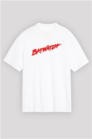 Baywatch Beyaz Unisex Oversize Tişört T-Shirt