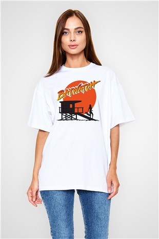 Baywatch Beyaz Unisex Oversize Tişört T-Shirt