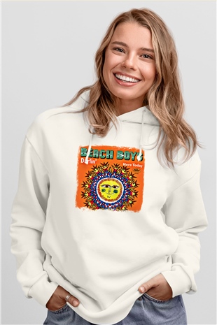 Beach Boys Baskılı Unisex Beyaz Hoodie