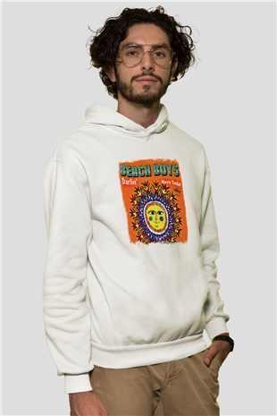Beach Boys Baskılı Unisex Beyaz Hoodie
