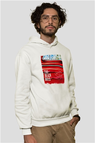 Beach Boys Baskılı Unisex Beyaz Hoodie