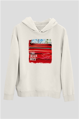 Beach Boys Baskılı Unisex Beyaz Hoodie