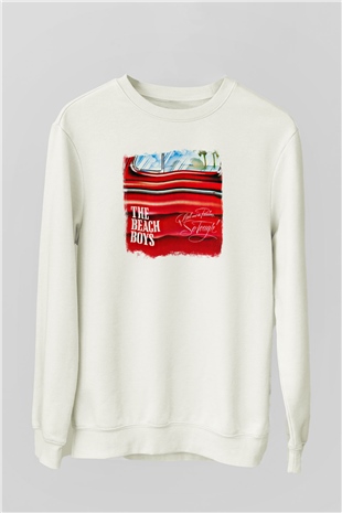 Beach Boys Baskılı Unisex Beyaz Sweatshirt