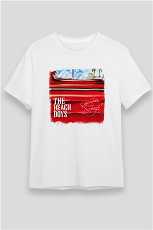Beach Boys Baskılı Unisex Beyaz Tişört