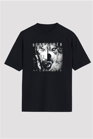 Beartooth Baskılı Unisex Siyah Oversize Tişört