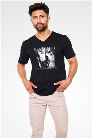 Beartooth Siyah Unisex V Yaka Tişört