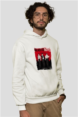 Beastie Boys Baskılı Unisex Beyaz Hoodie