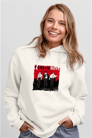 Beastie Boys Baskılı Unisex Beyaz Hoodie