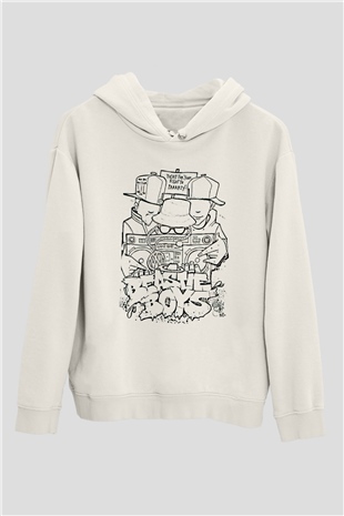 Beastie Boys Beyaz Unisex Kapüşonlu Sweatshirt