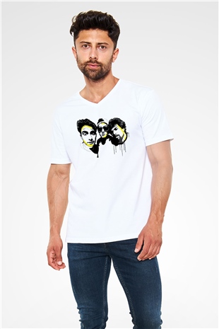 Beastie Boys Beyaz Unisex V Yaka Tişört T-Shirt