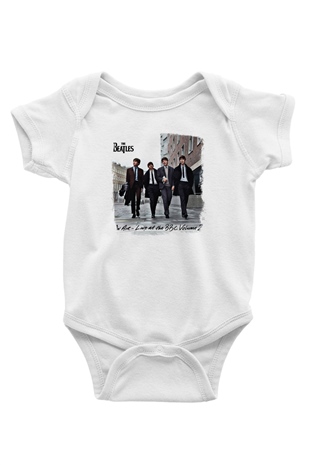 Beatles Baskılı Unisex Beyaz Bebek Body - Zıbın
