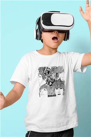 Beatles Baskılı Unisex Beyaz Çocuk Tişört