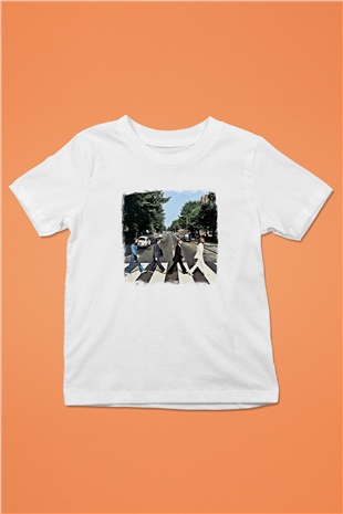 Beatles Baskılı Unisex Beyaz Çocuk Tişört