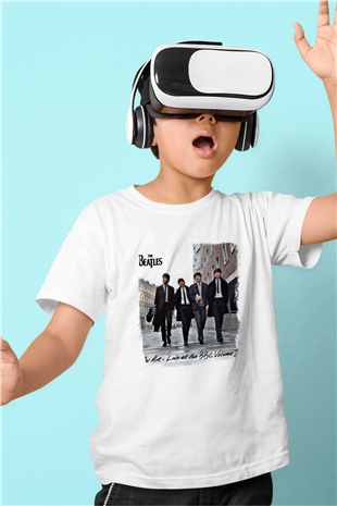Beatles Baskılı Unisex Beyaz Çocuk Tişört