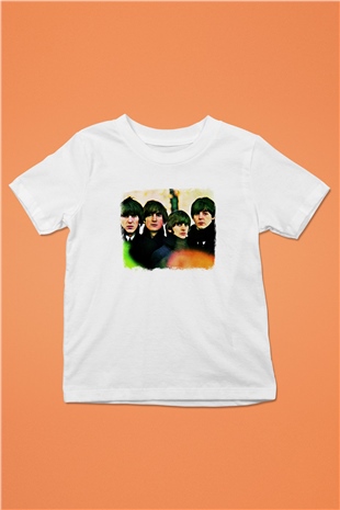 Beatles Baskılı Unisex Beyaz Çocuk Tişört