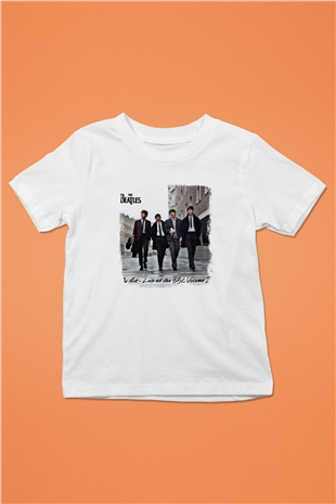 Beatles Baskılı Unisex Beyaz Çocuk Tişört