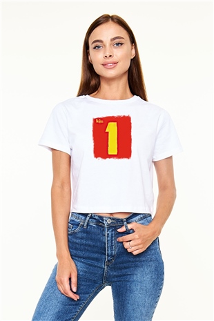 Beatles Baskılı Unisex Beyaz Crop Top Tişört