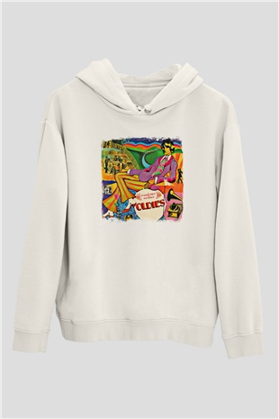 Beatles Baskılı Unisex Beyaz Hoodie