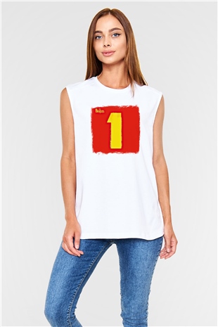 Beatles Baskılı Unisex Beyaz Kolsuz Tişört