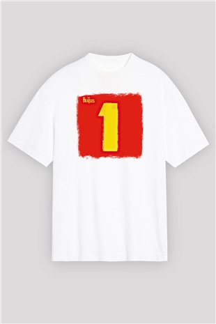 Beatles Baskılı Unisex Beyaz Oversize Tişört