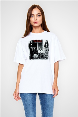 Beatles Baskılı Unisex Beyaz Oversize Tişört
