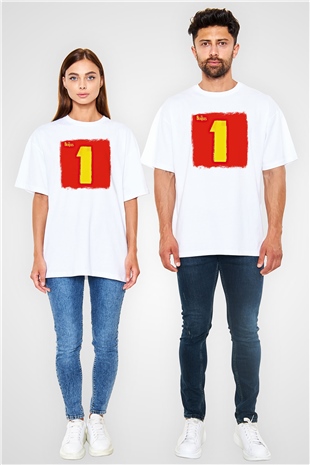 Beatles Baskılı Unisex Beyaz Oversize Tişört