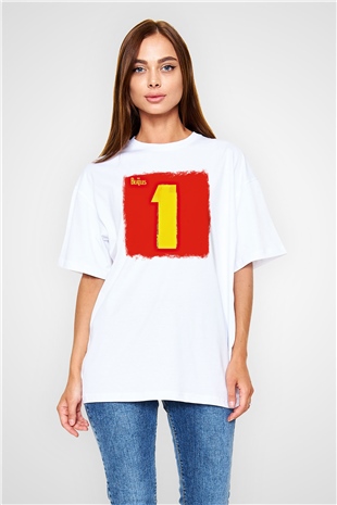 Beatles Baskılı Unisex Beyaz Oversize Tişört