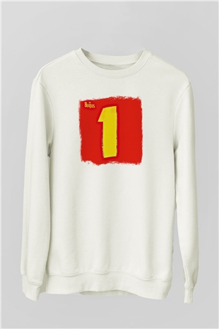 Beatles Baskılı Unisex Beyaz Sweatshirt