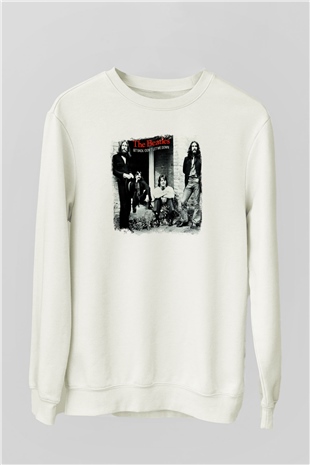 Beatles Baskılı Unisex Beyaz Sweatshirt