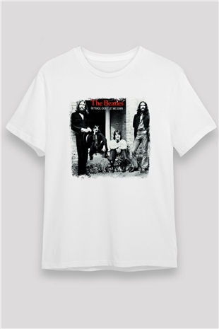Beatles Baskılı Unisex Beyaz Tişört