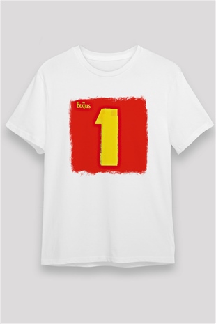 Beatles Baskılı Unisex Beyaz Tişört