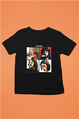 Beatles Baskılı Unisex Siyah Çocuk Tişört