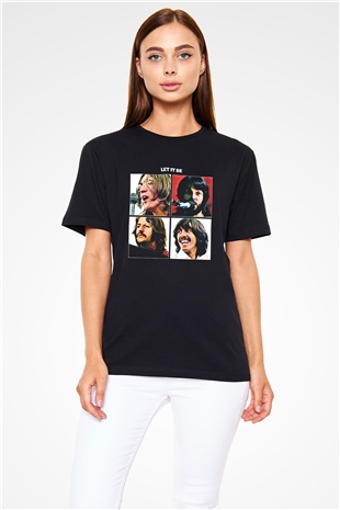 Beatles Baskılı Unisex Siyah Tişört