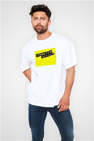 Beatsteaks Baskılı Unisex Beyaz Oversize Tişört