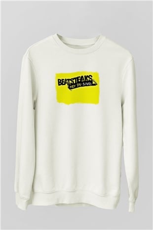 Beatsteaks Baskılı Unisex Beyaz Sweatshirt