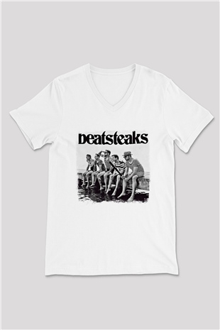 Beatsteaks Baskılı Unisex Beyaz V Yaka Tişört