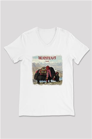 Beatsteaks Baskılı Unisex Beyaz V Yaka Tişört