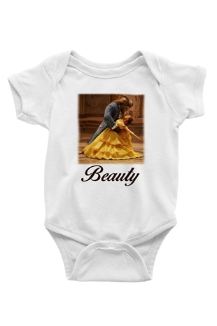 Beauty and the Beast Baskılı Beyaz Unisex Bebek Body - Zıbın