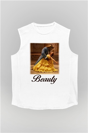 Beauty and the Beast Beyaz Unisex Kolsuz Tişört