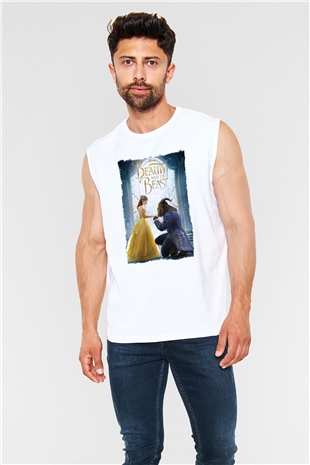 Beauty and the Beast Beyaz Unisex Kolsuz Tişört