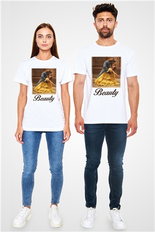Beauty and the Beast Beyaz Unisex Tişört T-Shirt